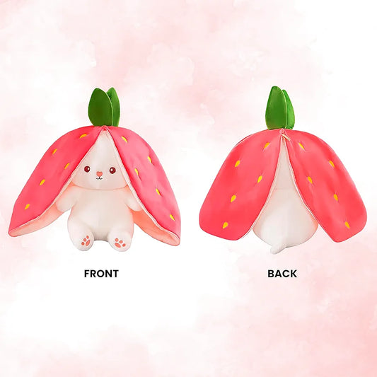 Kidology Plush Toy Pillow, Reversible Bunny,Cute Rabbit Sofa Pillow, Easter Bunny Stuffed Animal Cute Rabbit Plushie Birthday Gift for Boys Girls and Kids (Medium, Strawberrry Bunny)