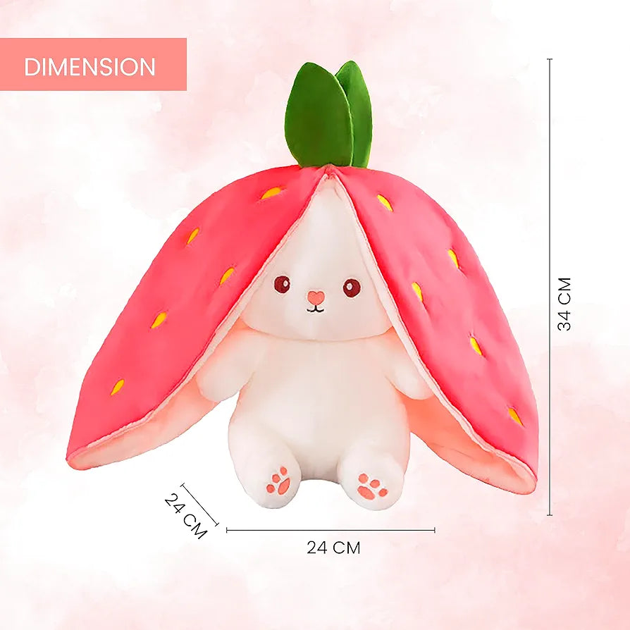 Kidology Plush Toy Pillow, Reversible Bunny,Cute Rabbit Sofa Pillow, Easter Bunny Stuffed Animal Cute Rabbit Plushie Birthday Gift for Boys Girls and Kids (Medium, Strawberrry Bunny)